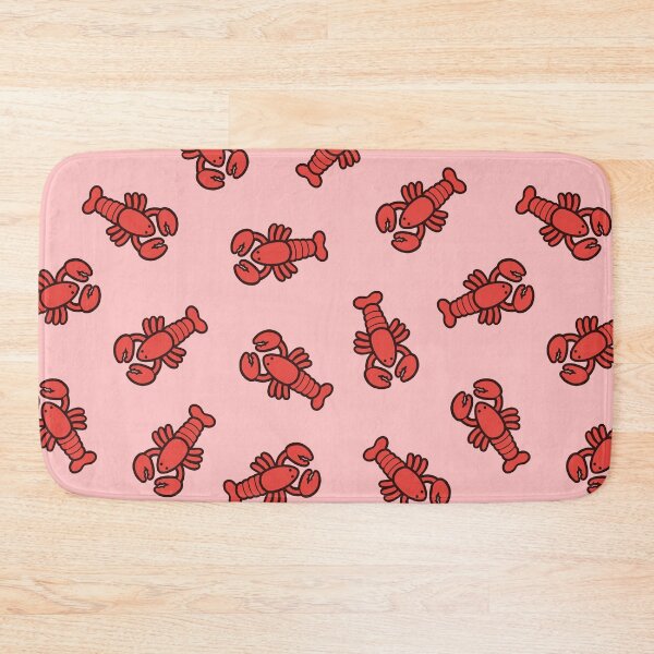 Lobsters Pattern on Light Pink Bath Mat