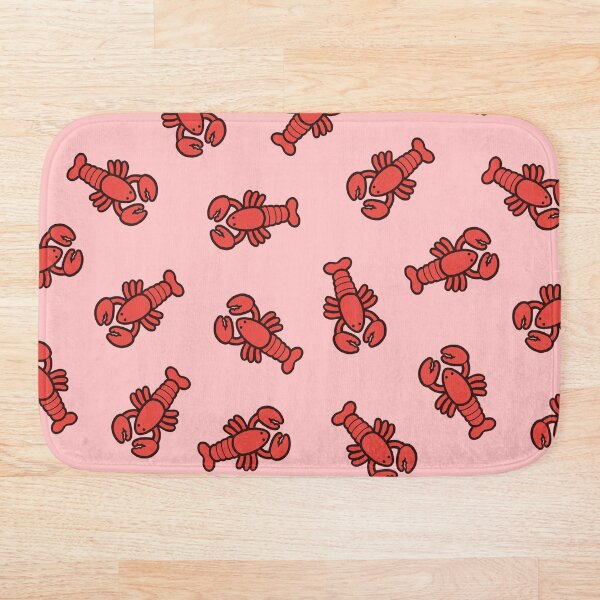 Lobsters Pattern on Light Pink Bath Mat