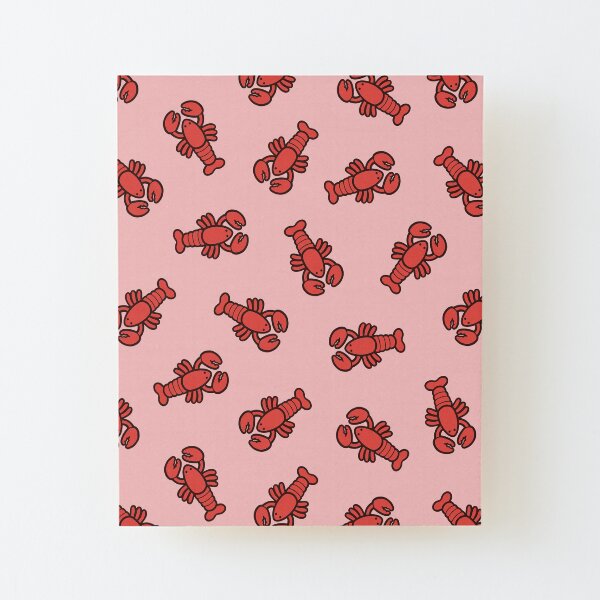 Lobsters Pattern on Light Pink Wood Mounted Print