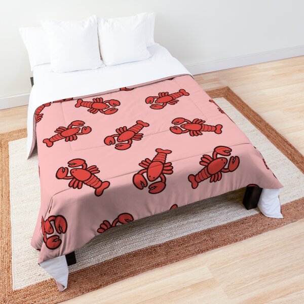 Lobsters Pattern on Light Pink Comforter