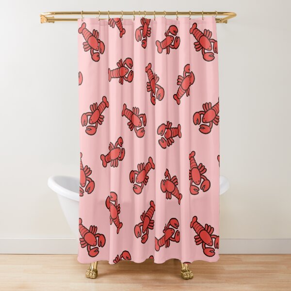 Lobsters Pattern on Light Pink Shower Curtain