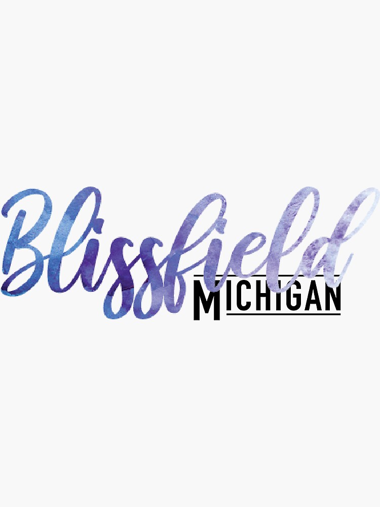 "Blissfield Michigan Watercolor Sticker" Sticker for Sale by elsyej