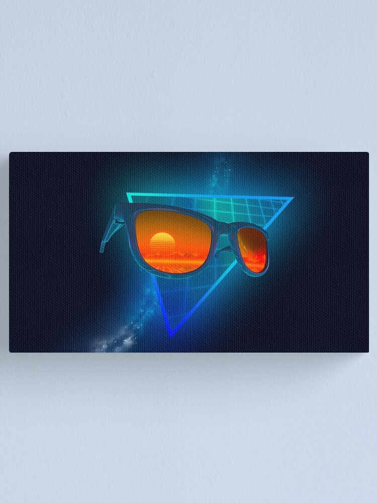Alternate view of Sunglasses in space (Blue) Canvas Print