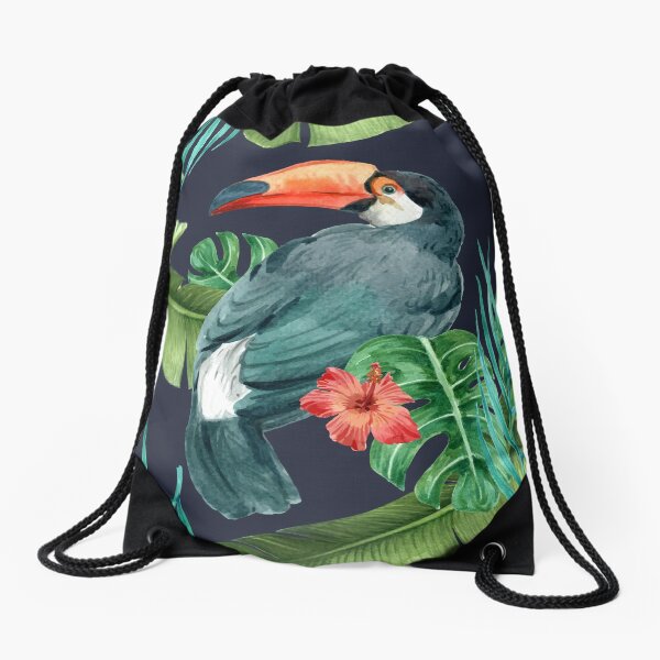 Realistic Tropical Toucans Drawstring Bag