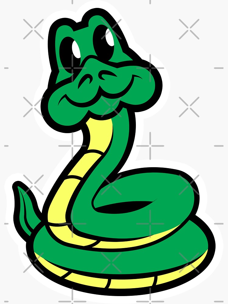 Sticker Serpente Cartoon-Green Snake Cartoon-Vector