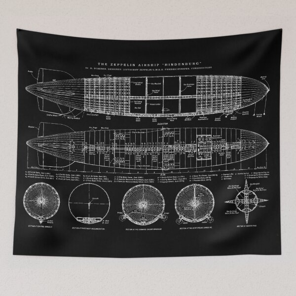 Item preview, Hindenburg Zeppelin Airship Plans Diagram Art designed and sold by Stephen Chambers / The Pop Art Factory.