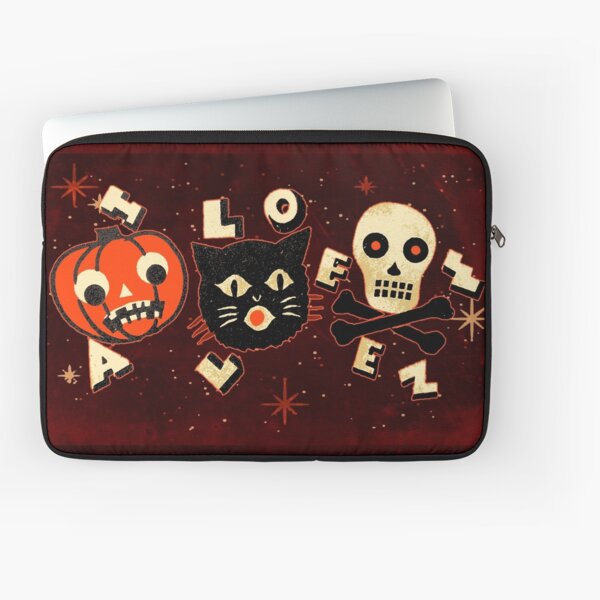 Halloween pumpkin cat skull vintage Laptop Sleeve