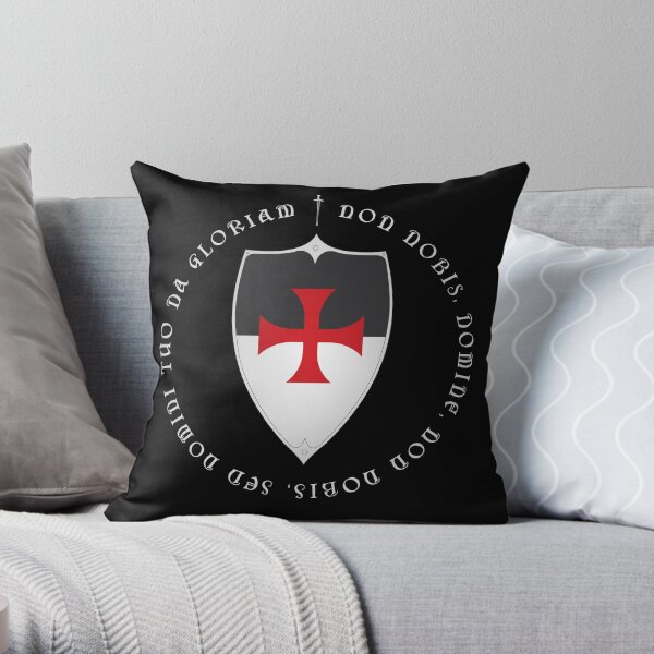 Knights Templar Crusader Motto and Cross Throw Pillow
