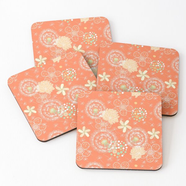 Item preview, Coral floral pattern designed and sold by ArtStyleAlice.