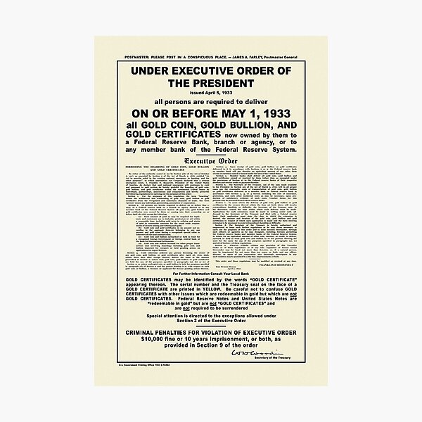 Artikel-Vorschau von Executive Order 6102 – HD-Reproduktion, designt und verkauft von phneep.