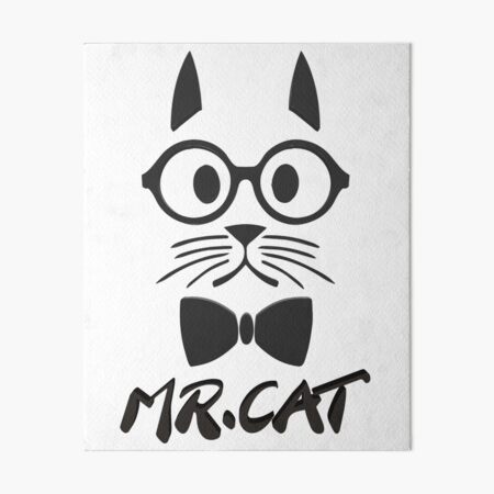 Mr Meow Cat Art Board Prints Redbubble - black cat bell bow roblox