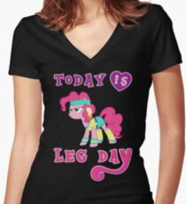 Today Is Leg Day Gym Motivation Pony Fitness Women's Fitted V-Neck T-Shirt