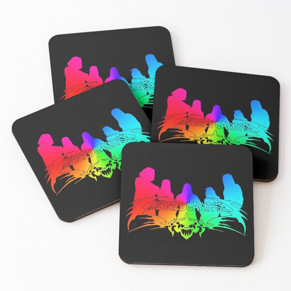 Item preview, Rainbow Metalocalypse Logo with Band Member Silhouette on Black designed and sold by gkillerb.