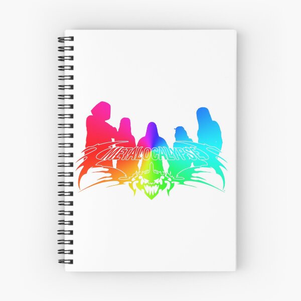 Item preview, Rainbow Metalocalypse Logo with Band Member Silhouette on White designed and sold by gkillerb.
