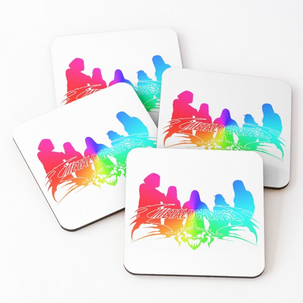 Item preview, Rainbow Metalocalypse Logo with Band Member Silhouette on White designed and sold by gkillerb.