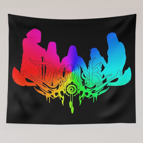Item preview, Rainbow Dethklok Logo with Band Member Silhouette on Black designed and sold by gkillerb.