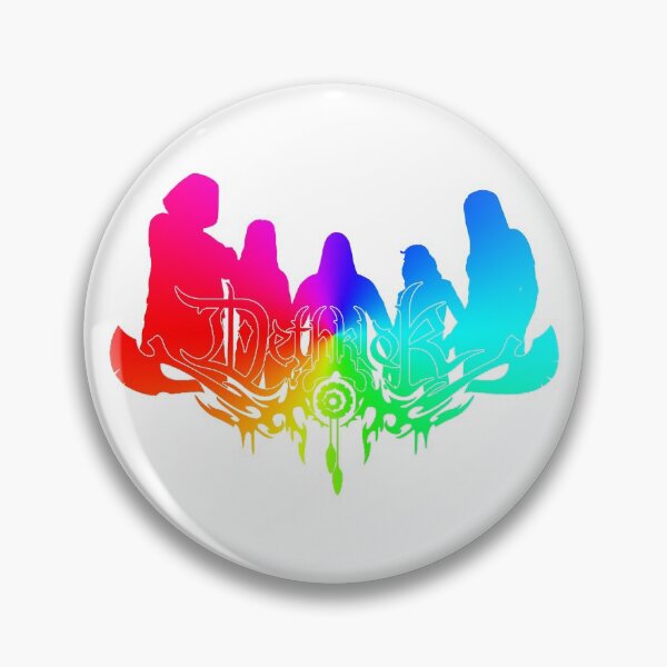 Aperçu de l'œuvre Logo arc-en-ciel Dethklok avec silhouette de membre de bande sur blanc créée et vendue par gkillerb.