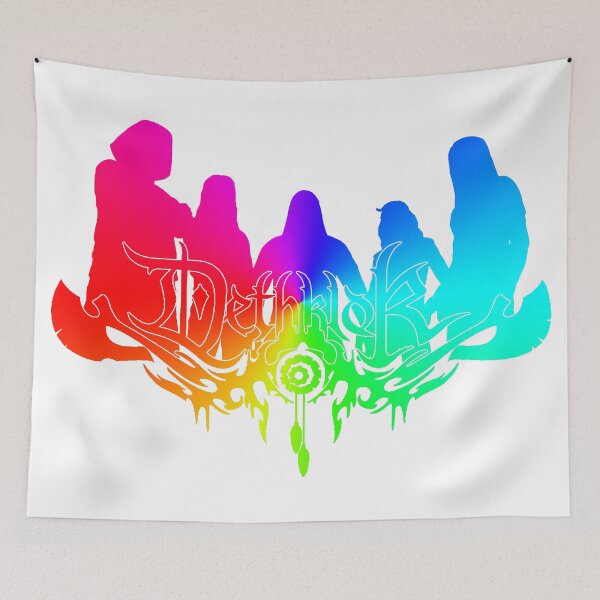 Item preview, Rainbow Dethklok Logo with Band Member Silhouette on White designed and sold by gkillerb.