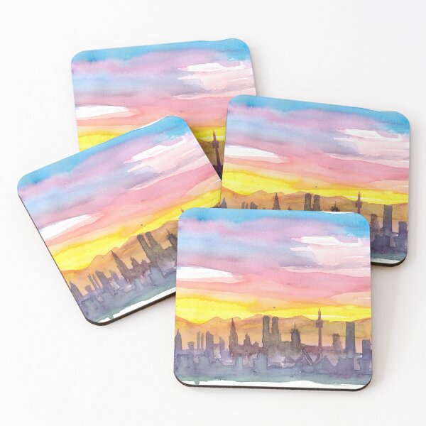 Item preview, Munich Bavaria Skyline in Golden Sunset Mood designed and sold by artshop77.