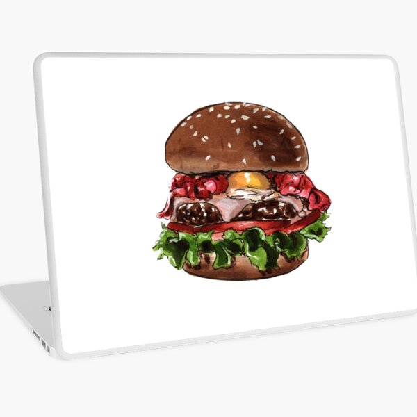Hamburguesa, burger, hamburger, ilustración de comida Vinilo para portátil