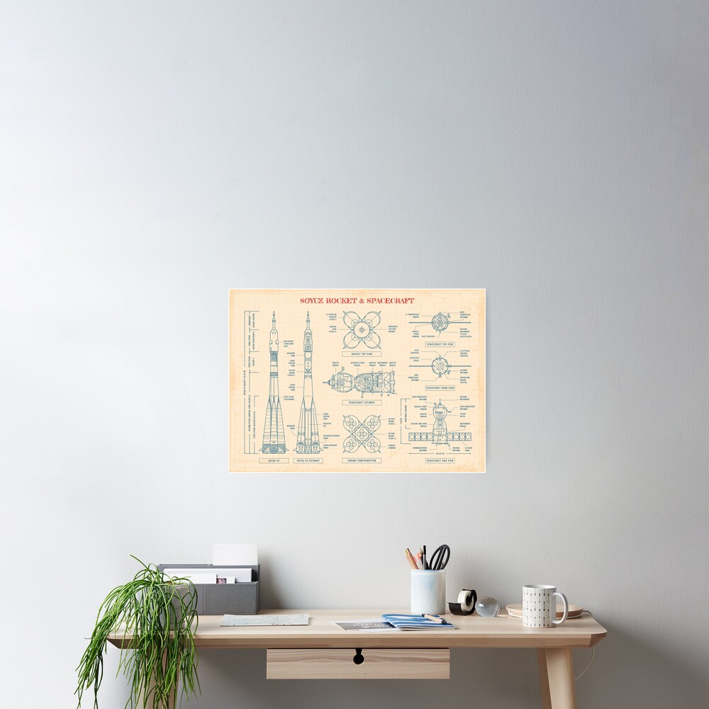 Soyuz Rocket and Spacecraft (Paper Color) Poster