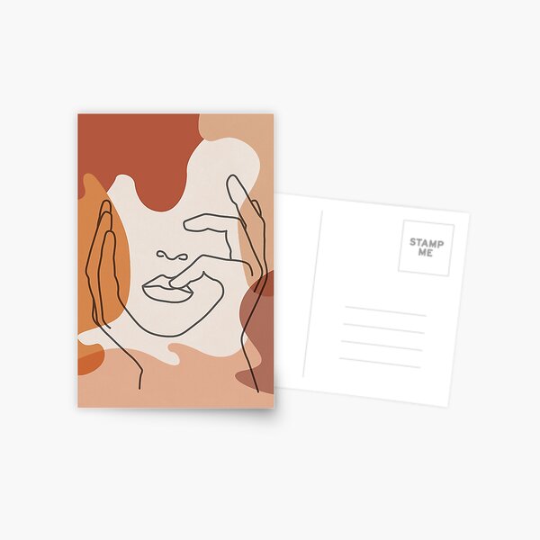 COLOR BLOCK LINE FACES Postcard