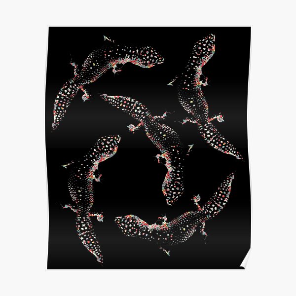 Leopard Geckos Gecko Lovers Reptile Lizard Lizards Pattern Design Poster