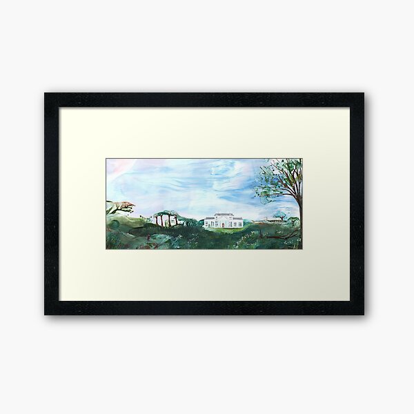 A walk in the park in wide open space. Framed Art Print