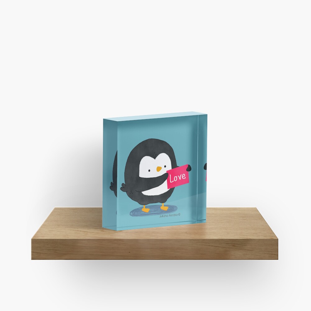 Penguin with a Love Card Acrylic Block
