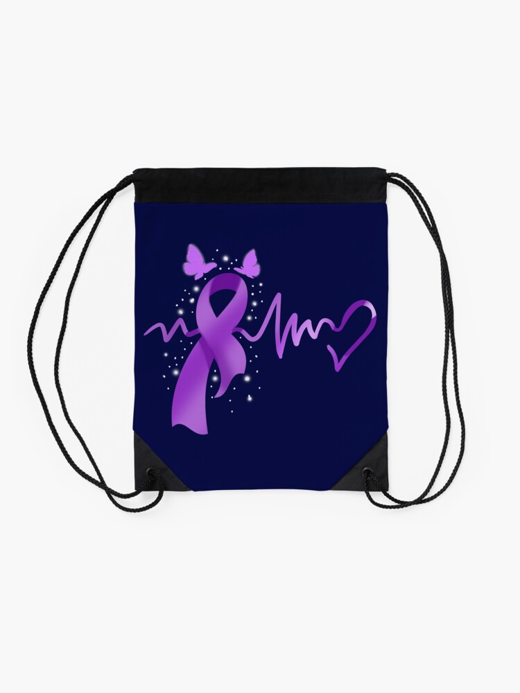 Alternate view of Epilepsy Awareness Heartbeat Drawstring Bag