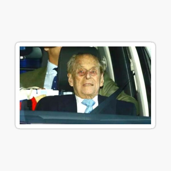 Prince Philip Driving in Pain Sticker