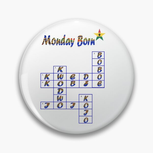 Item preview, Monday Born Ghanaian Male Names in blue designed and sold by WhoWeAre.