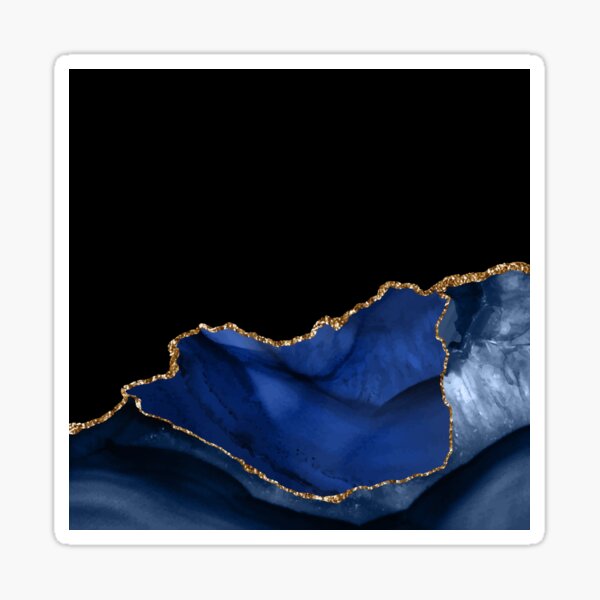 Navy and Gold Agate Watercolor Textures Sticker