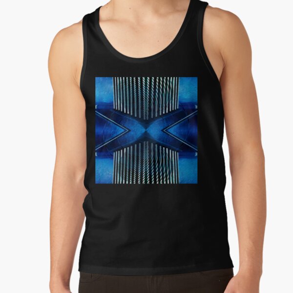 X graphic design in blue Tank Top
