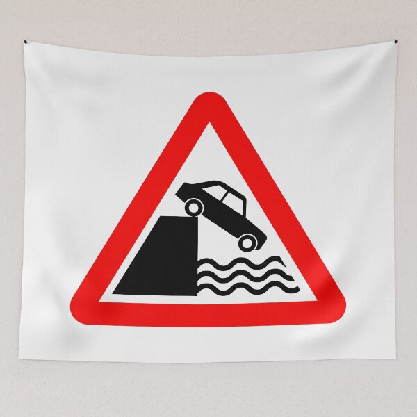 Item preview, Quayside or River Bank Ahead British Road Sign designed and sold by LoveOfMaps.