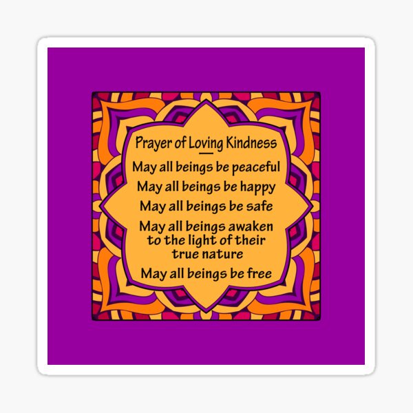 Prayer of Loving Kindness - Colorful Mandala Design Sticker