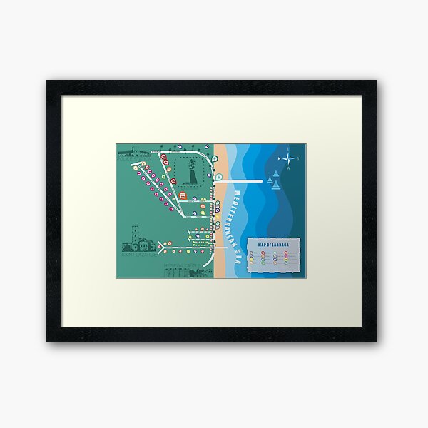 Map Of Larnaca Framed Art Print