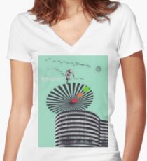 Retro-Futurism Women's Fitted V-Neck T-Shirt