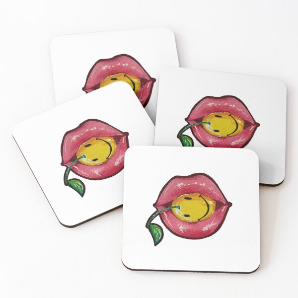 smiley lollipop lips illustration Coasters (Set of 4)