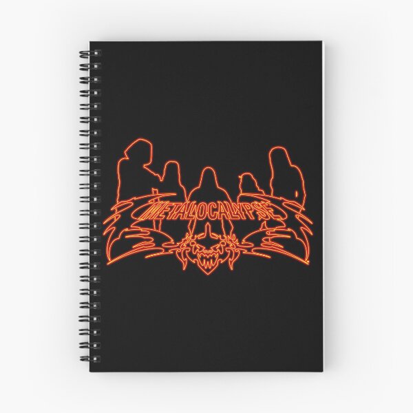 Item preview, Burning Flames Neon Sign Metalocalypse Logo with Band Member Silhouette on Black designed and sold by gkillerb.