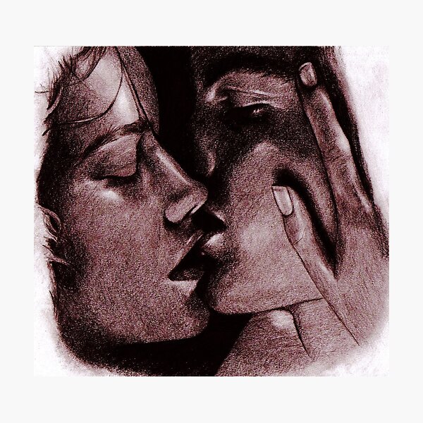 Kissing Sketch Wall Art Redbubble