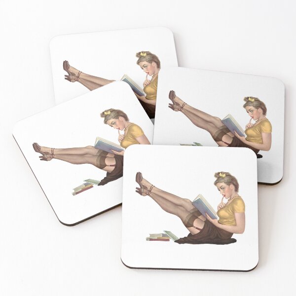 Item preview, Sexy Pin Up Girl Librarian Reading a Book designed and sold by digitalvintage.