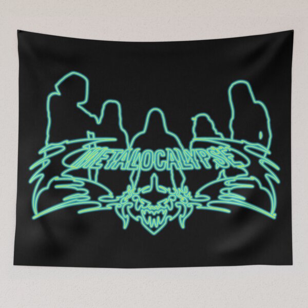 Item preview, Poison Mist Neon Sign Metalocalypse Logo with Band Member Silhouette on Black designed and sold by gkillerb.