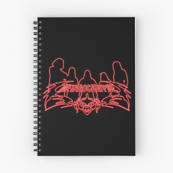 Item preview, Red Neon Sign Metalocalypse Logo with Band Member Silhouette on Black designed and sold by gkillerb.