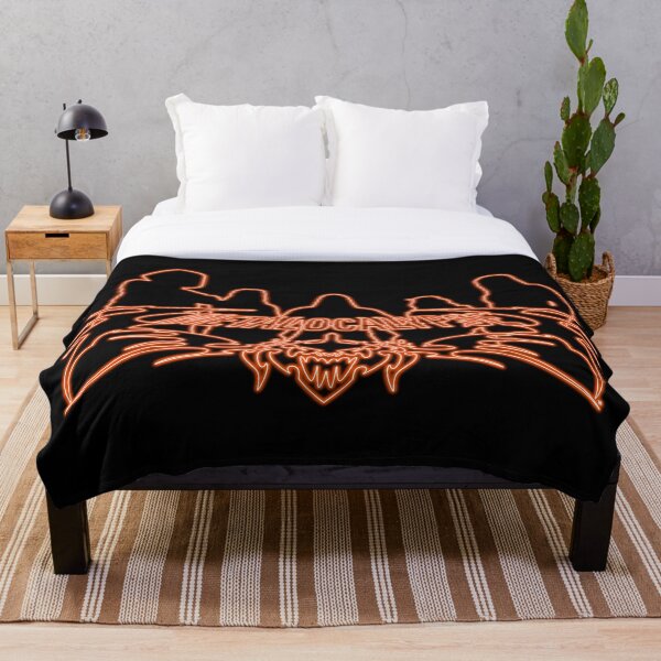 Item preview, Orange Neon Sign Metalocalypse Logo with Band Member Silhouette on Black designed and sold by gkillerb.