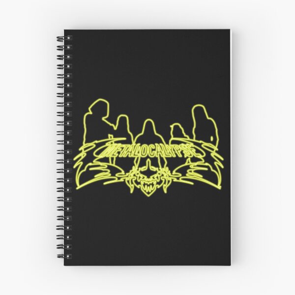 Item preview, Yellow Neon Sign Metalocalypse Logo with Band Member Silhouette on Black designed and sold by gkillerb.