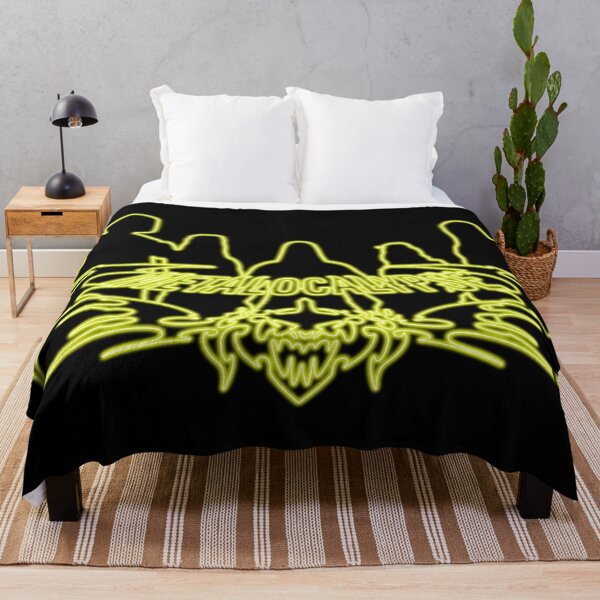 Item preview, Yellow Neon Sign Metalocalypse Logo with Band Member Silhouette on Black designed and sold by gkillerb.