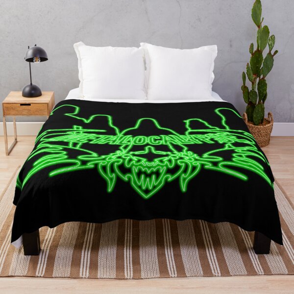 Item preview, Green Neon Sign Metalocalypse Logo with Band Member Silhouette on Black designed and sold by gkillerb.