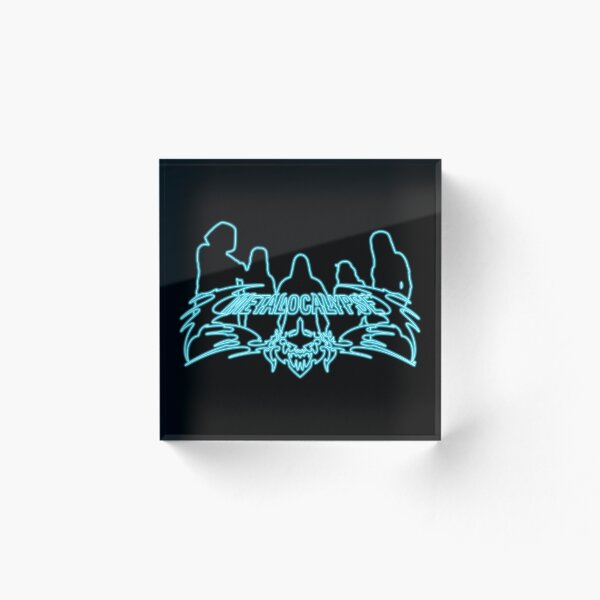 Item preview, Blue Neon Sign Metalocalypse Logo with Band Member Silhouette on Black designed and sold by gkillerb.