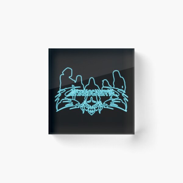 Item preview, Blue Neon Sign Metalocalypse Logo with Band Member Silhouette on Black designed and sold by gkillerb.